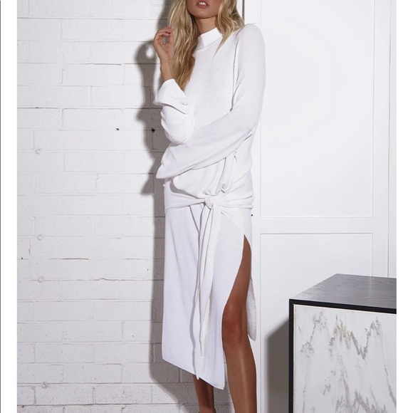White Sndys The Label Tie Up Knit Dress 